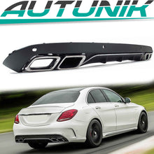 Heckdiffusor Diffusor + Chrom Auspuffspitzen für Mercedes W205 Limousine Avantgarde mit Standard Stoßstange 2014-2022