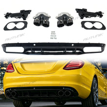 C43 Look Heckdiffusor Endrohre Schwarz für Mercedes W205 S205 Seriens Avantgarde