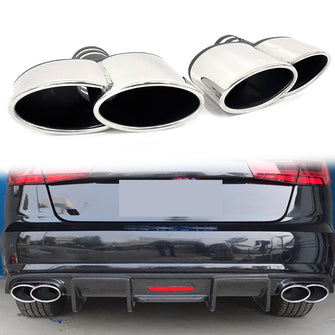 WALD Optik Silber Auspuffblende Endrohre Blenden Passend für AUDI BMW Mercedes Universal 60-63mm et269