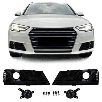 Nebelscheinwerfer Blenden Waben Gitter Stoßstange Schwarz für Audi A4 B9 2015-2019 NON S-Line