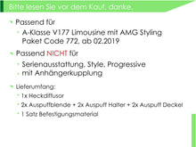 Diffusor Schwarz Auspuffblenden für Mercedes A-Klasse V177 Limo AMG Line ab 2018 OHNE ABE