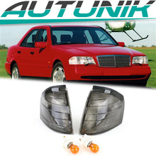 Autunik Seitenblinker Blinker Schwarz Smoke Paar für Mercedes Benz C-Klasse W202 1993-2000