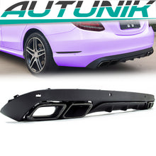 Diffusor Heckdiffusor + Schwarz Auspuffblenden für Mercedes Benz C-Klasse W205 mit Serienstoßstange 2014-2021 di21