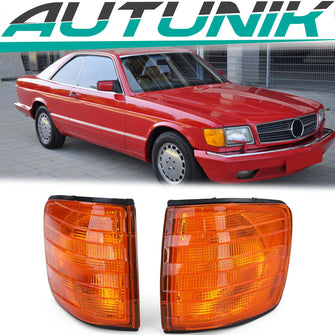 Autunik Seitenblinker Orange mit E Zeichen für Mercedes Benz C126 Coupe SEC 1981-1991