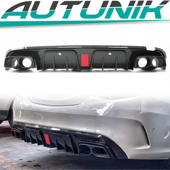 Brabus Optik Heckdiffusor + Auspuffblenden Carbon Fiber für Mercedes Benz C Klasse W205 Diffusor S205 AMG Line 2013 - 2019 BENZIN di12