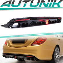 Diffusor Heckdiffusor + Auspuffblenden Schwarz für Mercedes S-Klasse W222 V222 AMG Line 2013-2017 di136