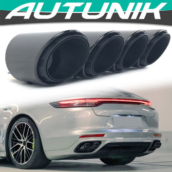Schwarz Glanz Auspuffblenden Endrohre für Porsche Panamera 4S 16-23 et332