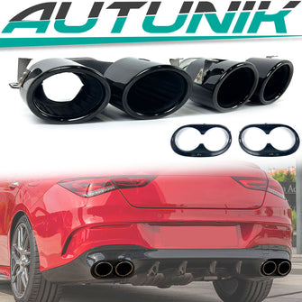 Schwarz Endrohre Auspuff Blenden für Mercedes W177 V177 CLA X118 C118 GLA H247 GLB X247 NUR A35 A45