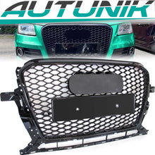 Schwarz Glanz Wabengrill Frontgrill für Audi Q5 8R Kühlergrill 2012-2016 mit PDC