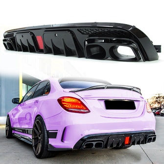 Heckdiffusor Diffusor Auspuffblenden Schwarz für Mercedes W205 S205 C43 AMG Line di8