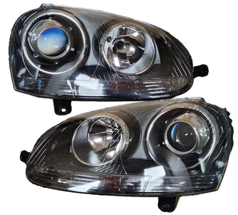 Klarglas Scheinwerfer Mit E-Prüfzeichen für VW Golf 5 MK5 03-09 Schwarz Xenon Look H7