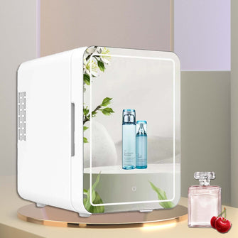 2 In 1 Mini Kühlschrank Kleiner Kühlschrank Schrankbox 6L Mit Spiegel für Auto Büro Camping Outdoor
