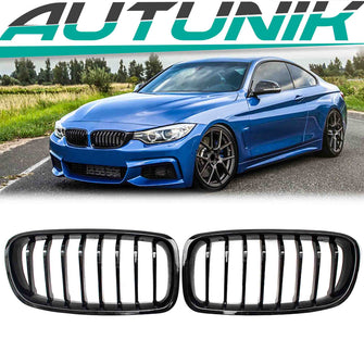 Kühlergrill Nieren Grille Grill Einzelsteg Glanz Schwarz Passend für BMW 4er F32 F33 F36 F82 F83 fg68