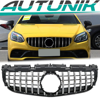 Autunik Kühlergrill Grill Panamericana Chrom für Mercedes Benz R172 SLC 2016 2017 2018 2019 2020