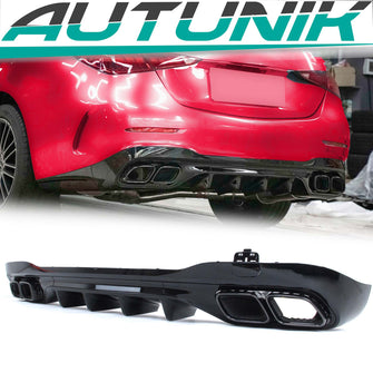 C63 Optik Heckdiffusor Diffusor Auspuff Schwarz Glanz für Mercedes W206 S206 AMG Line 2022+