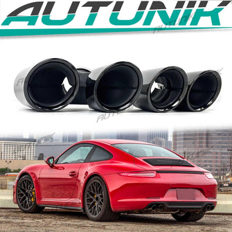 Schwarz Auspuff Blenden Auspuffblenden Endrohre für Porsche Carrera 991.2 2015  2016 2017 2018 2019 et201