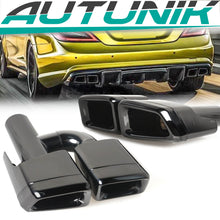 Auspuffblenden Endrohre H Eckig Schwarz für Mercedes CLS C219 W218 C218 W221 S63 E63 AMG