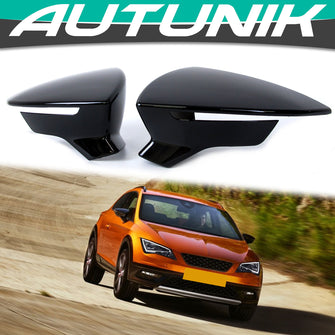 Spiegelkappen Außenspiegel Schwarz Glanz für SEAT Leon 5F ab 2012 Arona Ibiza KJ 6F ab 2017 mc148