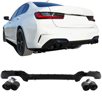 Schwarz Heckdiffusor Diffusor Carbon Doppelrohr Passend für BMW G20 G21 318 320 19-22