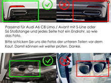 Diffusor Heckdiffusor Auspuff Chrom für AUDI A6 C8 Limo Avant S-Line ab 2018