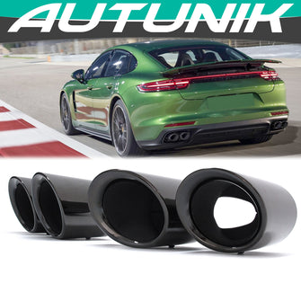 Sport Auspuff Auspuffblenden Endrohre Schwarz GTS Optik für Porsche Panamera 2018 2019 2020 2021 2022 Benzin et158