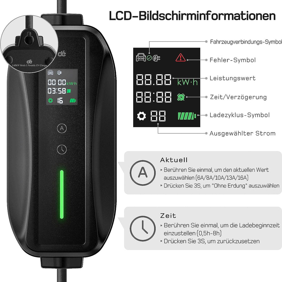 6M Ladekabel Schuko Typ 2 Heimladegerät EV Elektroauto Ladegerät 6
