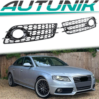 Nebelscheinwerfer Gitter Blenden Lüftungsgitter Schwarz für Audi A4 B8 S Line 2007-2011
