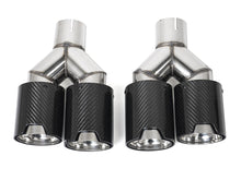 Chrom Carbon Doppel Endrohre 4 Rohr Duplex für BMW 5er F10 F11 535i 535d 2010-2017