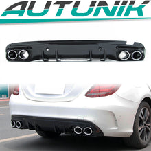Schwarz Heckdiffusor Chrom Endrohre für Mercedes C Kl. W205 S205 C43 AMG line OHNE ABE 2014-2023