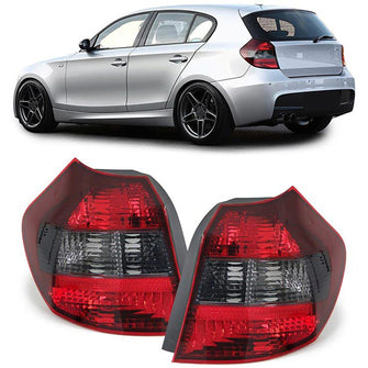 Paar Rückleuchten mit E-Prüfzeichen Rot Schwarz Smoke Passend für 1er BMW E81 E87 04-07