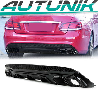 Schwarzer Diffusor + Auspuffblenden für Mercedes Benz E Klasse C207 Coupe E250 E350 AMG Line 2013-2017