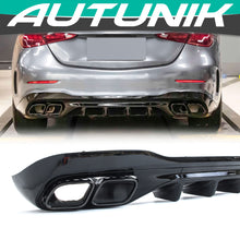 C63 Stil Heckdiffusor Diffusor Endrohre Schwarz für Mercedes W206 S206 C43 AMG Line 2022+