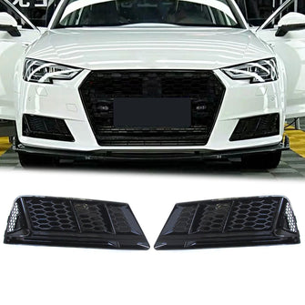 Lüftungsgitter Nebelscheinwerfer Gitter Blenden Schwarz für Audi A4 B9 Serien. 15-19
