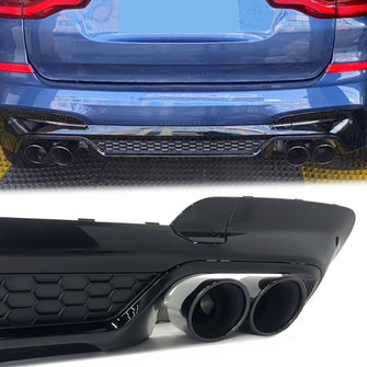 Heckdiffusor Diffusor Auspuff Blenden Schwarz Passend für BMW X3 G01⁠ M Sport Paket 30d 30i 18+