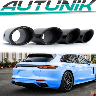 Schwarz Auspuffblenden Blenden Endrohr für Porsche Panamera 4S 17-23 et165