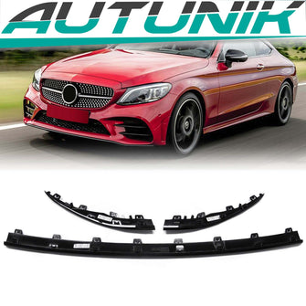 Front Stoßstange Spoilerlippe Frontspoiler Schwarz für Mercedes C Klasse W205 AMG Line Facelift 2018+