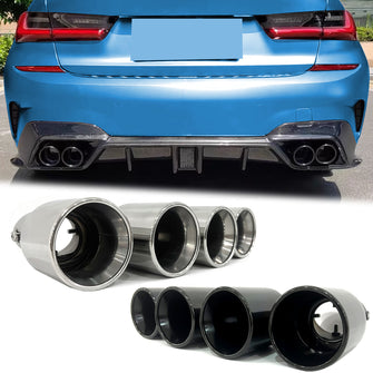 Schwarz Endrohre Auspuff Blenden für BMW 3er G20 G21 G28 M Sport Paket 19-22 et233