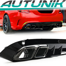 C63s Optik Heckdiffusor Diffusor Endrohre Schwarz für Mercedes W205 S205 Seriens.