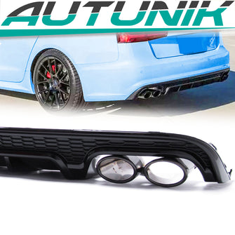 Schwarz Diffusor Auspuffblenden für AUDI A6 C7 4G Heckdiffusor mit S Line MOPF 15-18 di130