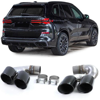 Auspuffblenden Doppelrohr Endrohre Schwarz Passend für BMW X5 G05 X6 G06 X7 G07 2018+
