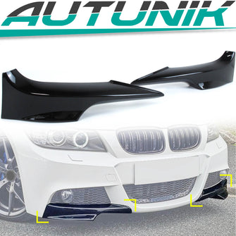 Front Spoiler Splitter Ecken Ansätze Schwarz für BMW 3er E92 E93 Coupe Cabrio M Sport Paket 2006-2010