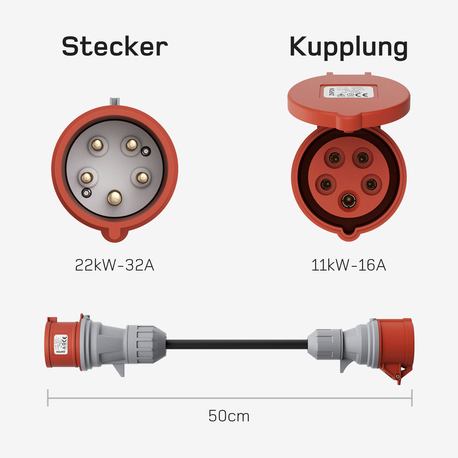 Fuerdich CEE Adapter 16A Auf 32A, Starkstrom Adapter Mit 1m