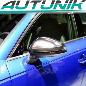 Spiegelkappen Außenspiegelkappen Alu Matt Chrom für AUDI A4 B9 Avant A5 F5 S5 OHNE SideAssist