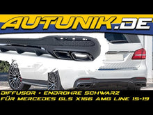 Heck Diffusor + Auspuffblenden Schwarz für Mercedes GLS X166 AMG Line 2015-2019