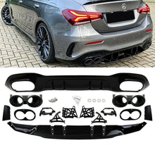 Autunik Diffusor + Auspuffblenden Schwarz für Mercedes Benz A-Klasse V177 Limo mit AMG-Line