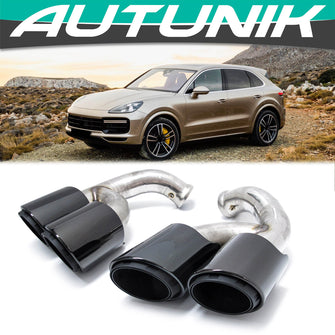 Autunik Schwarz Auspuffblenden Endrohre für Porsche Cayenne 92A MOPF Benzin 2014 2015 2016 2017 et151